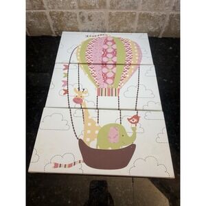 Cocalo "Up & Away" Baby Pink Elephant Hot Air Balloon Nursery Canvas Wall Decor